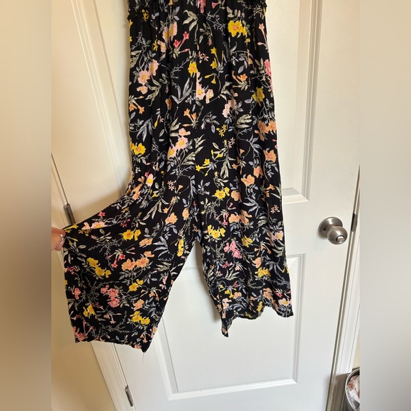 Patrons of peace Floral smoked Off-Shoulder Jumpsuit wide leg flare romper - Picture 3 of 8